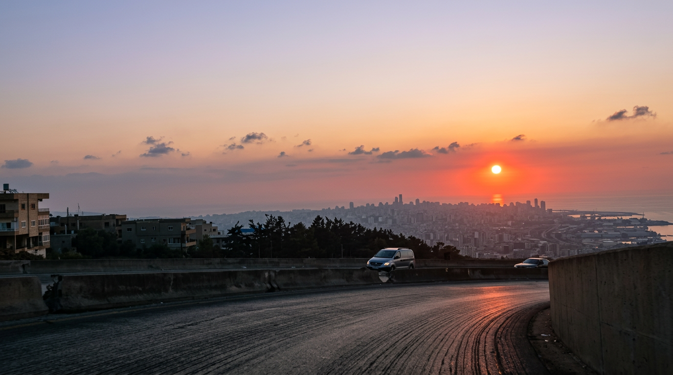 Sunset over Beirut from the mountain