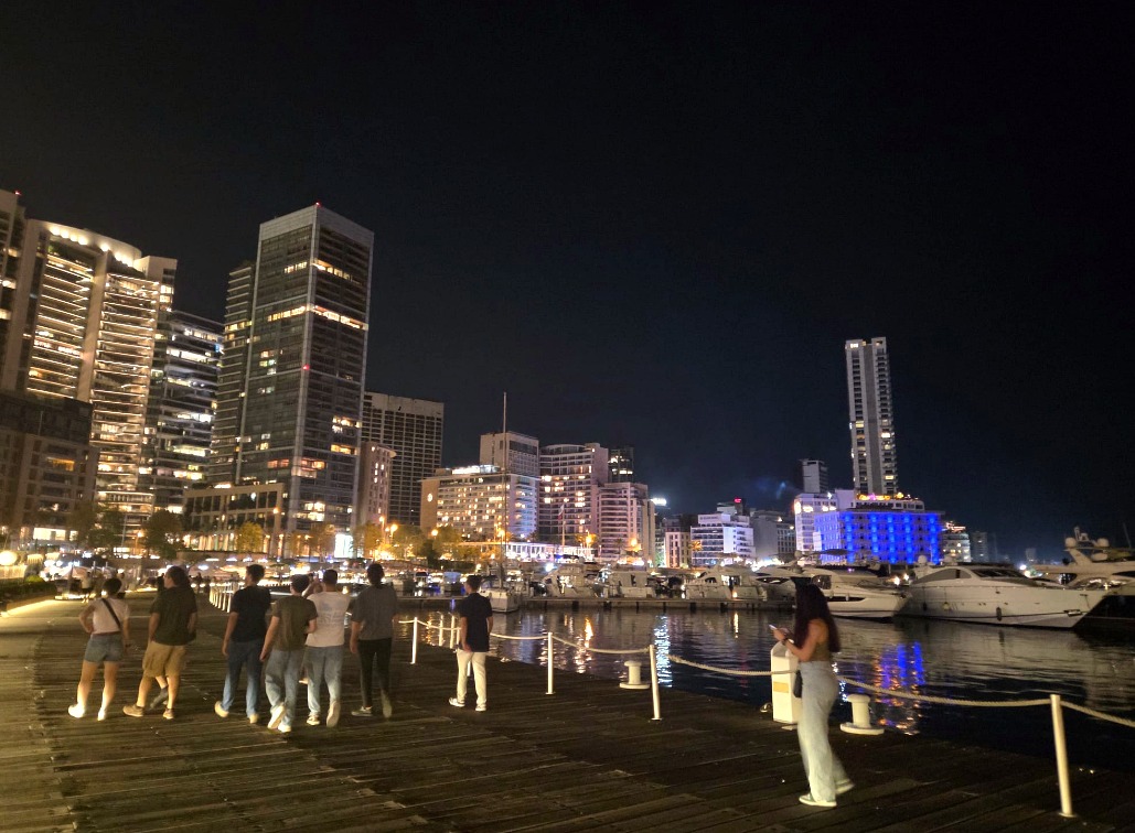 Beirut Zaitunay Bay marina at night